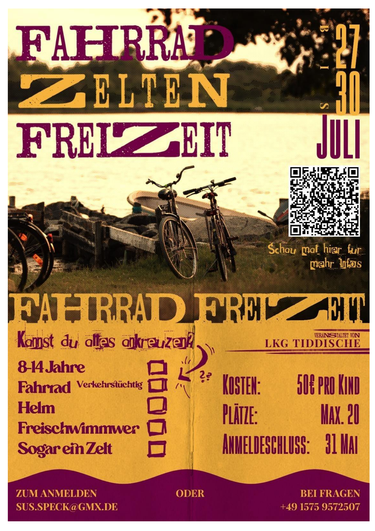 Flyer zur Fahrrad-Zelten-Freizeit 2026